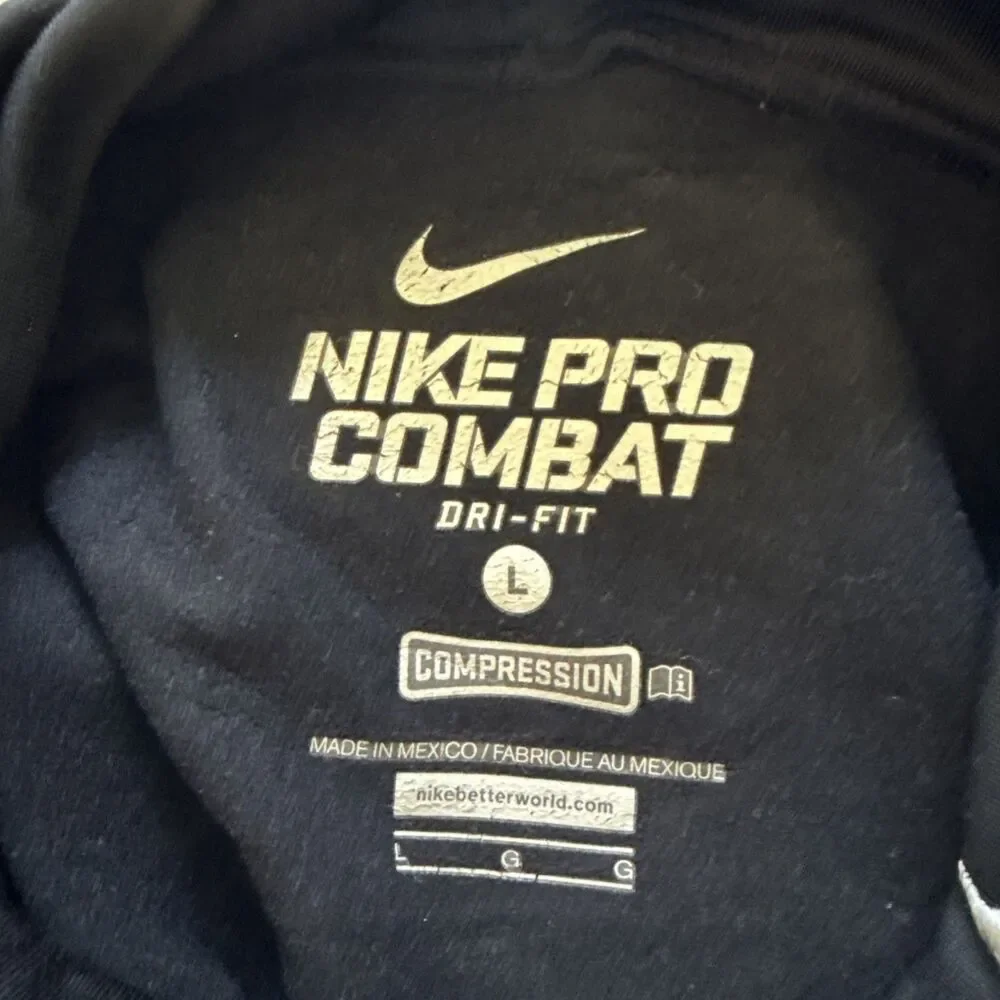 Nike Pro Combat Dri Fit Compression Mock Neck Shirt Men's L Long Sleeve Training